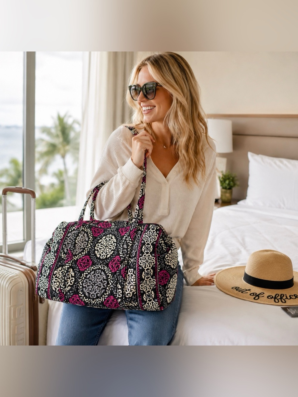 Vera Bradley Canterbury Magenta Large Travel Duffel Bag Gorgeous **READ
